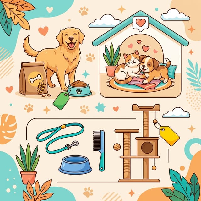 Pet Marketplace Offers Illustration